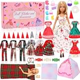 33PCS Fashion Doll Winter Holiday Outfits & Accessories for 11.5" Dolls – Cozy Christmas Dresses, Coats, Hats, Bags & More
