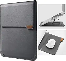 YueLi Capa para laptop com suporte para laptop e mouse pad, bolsa para computador de 13 a 14 polegadas com 2 suportes de ângulo ajustável para laptop para MacBook Pro/Air 13, Dell, Chromebook, XPS 13, Surface Book, iPad Pro 12.9, cinza (Cinza)