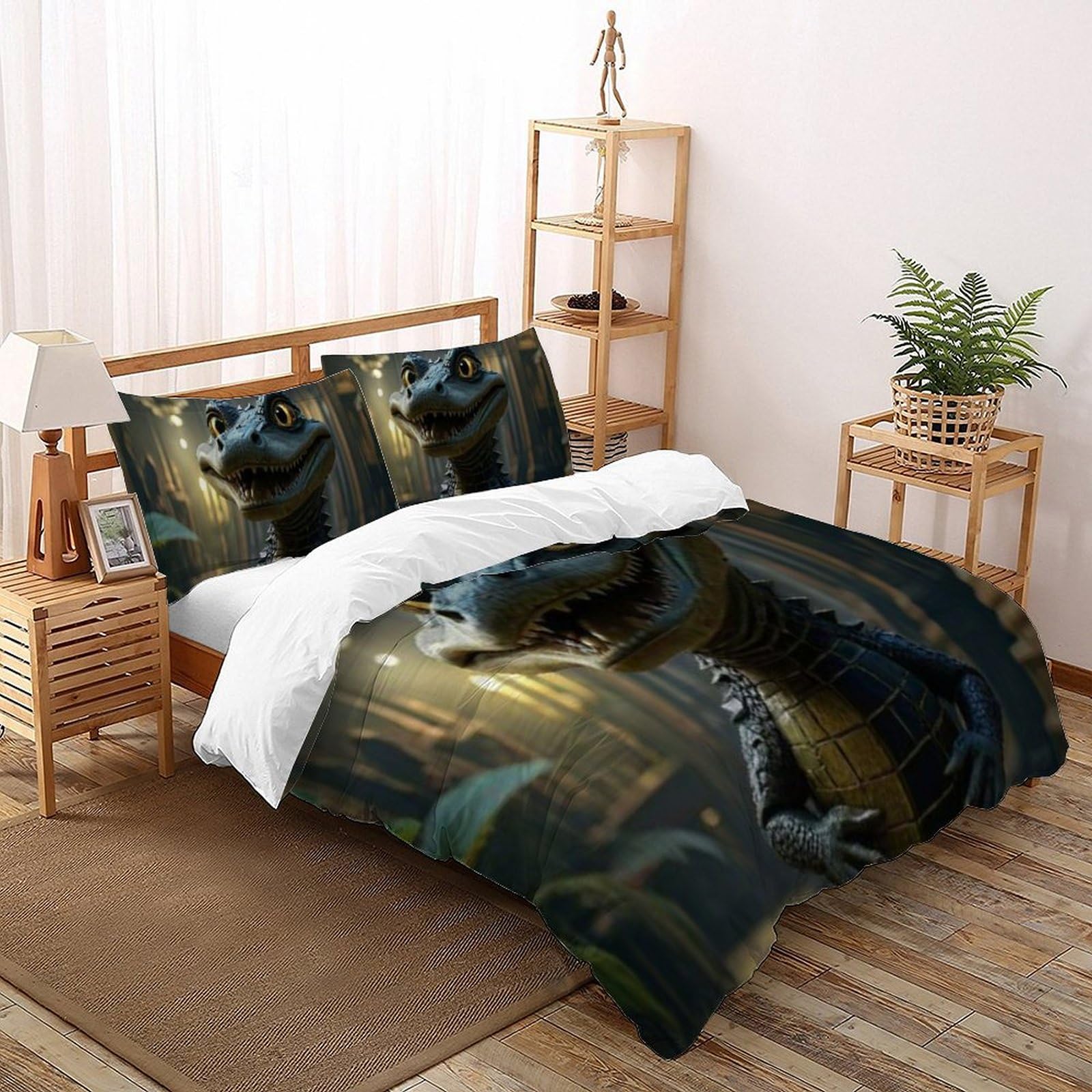 Housse de couette animaux imprimé 3D pour lit fille super king size 260x220