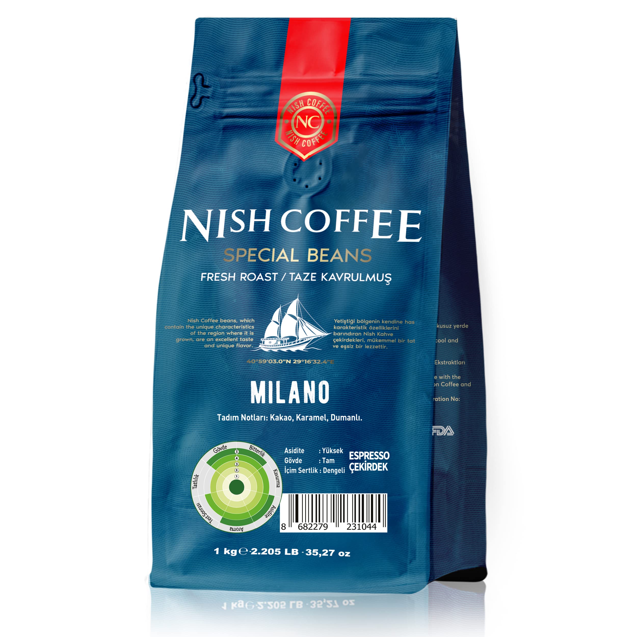 Nish Espresso Kahve Milano 1 Kg-Çekirdek