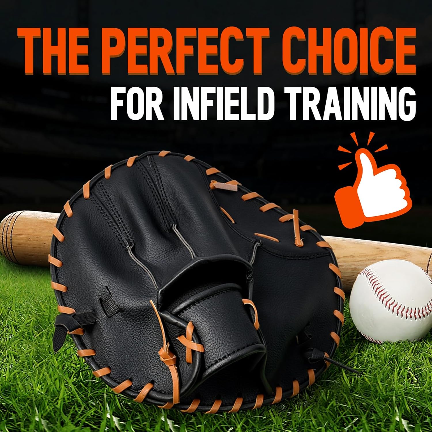 1 PC Baseball and Softball Training Glove,Flat Infield Training Glove for Right-Hand Throw,Baseball&Softball Fielding Gear PVC Infield Flat Mitt for Men&Women Catching Balls Fielding Drills&Practice