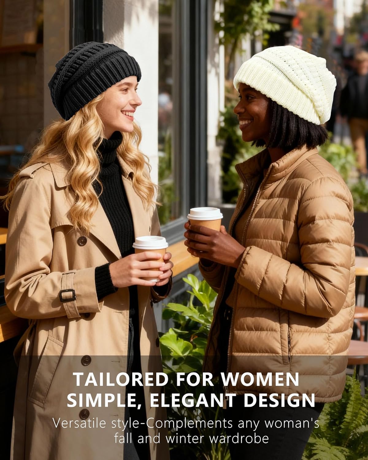 Cable Knit Slouchy Beanie for Women, Wool Winter Warm Womens Beanies, Trendy Oversized Slouch Hat Skull Ski Cap Hats - Image 5