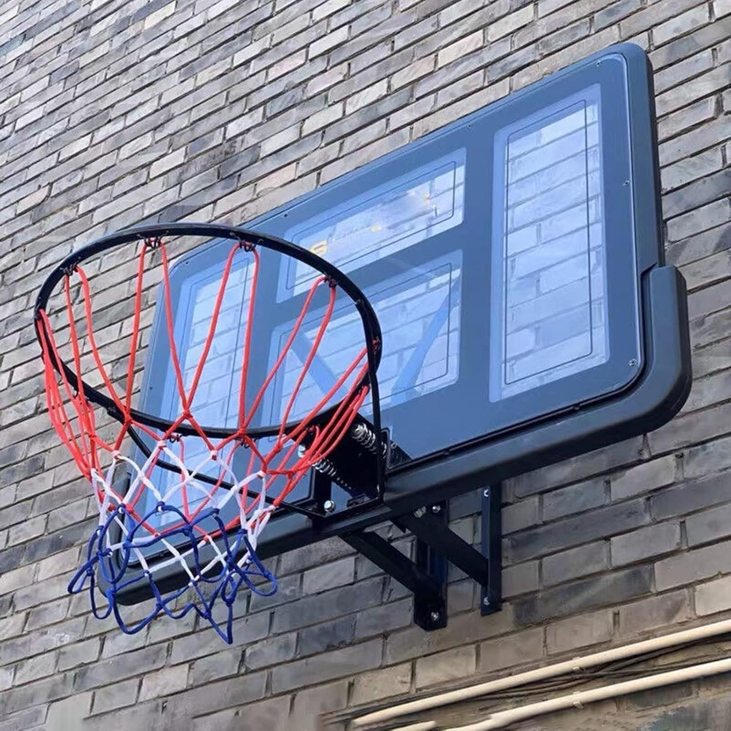 Heavy Duty Wall Mounted Basketball Hoop, Indoor Outdoor Shatterproof Basketball Backboard, Pro Basketball Goal Rim System Teenager Adult