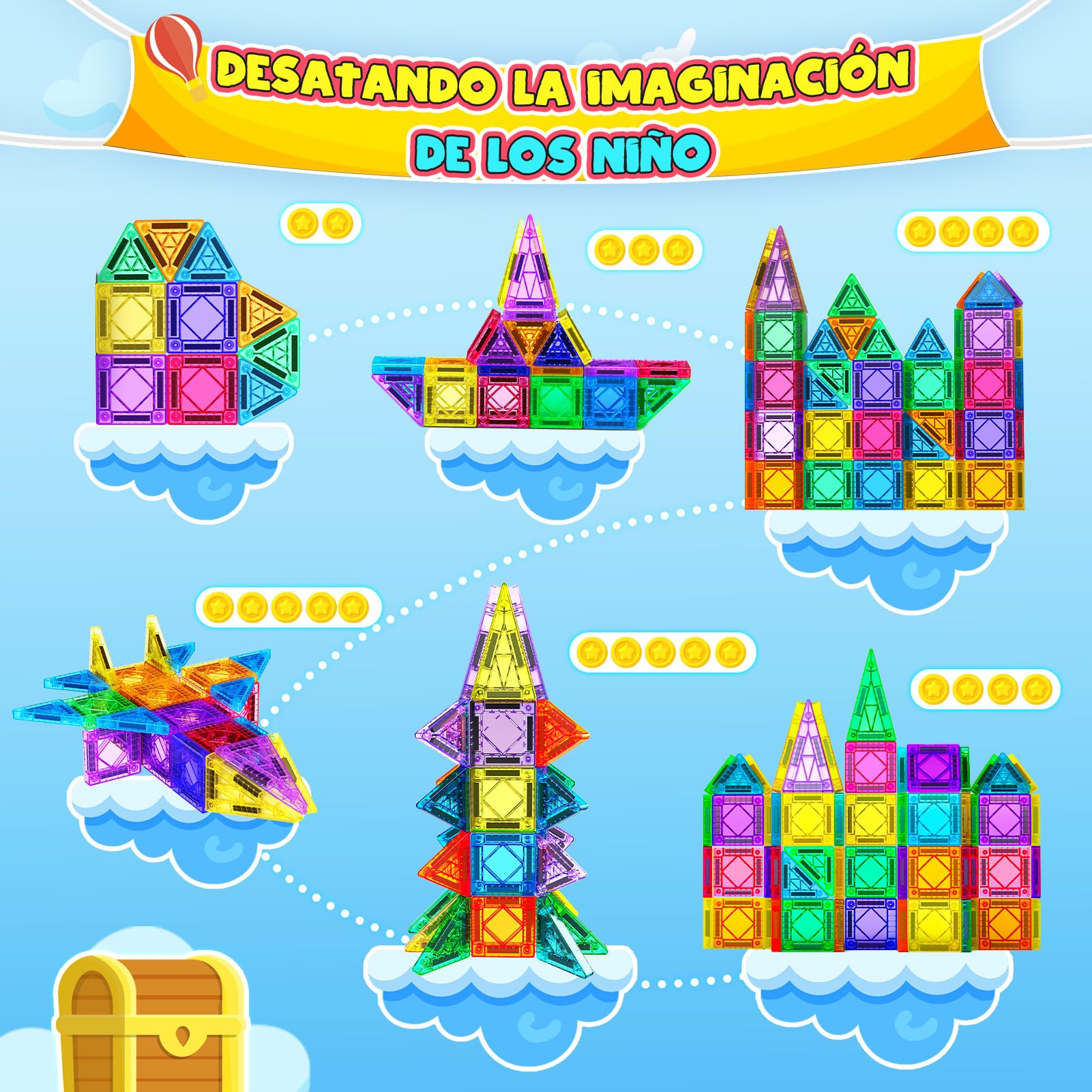 Nasjac Juguete Bloques de Magnéticos Niños, 72/96 PCS Juegos de Bloques Mini Imán de Cubos Construcción, Stem Juguetes de Construcción Montessori, Juguete Educativos para Regalos de Navidad Niños 3