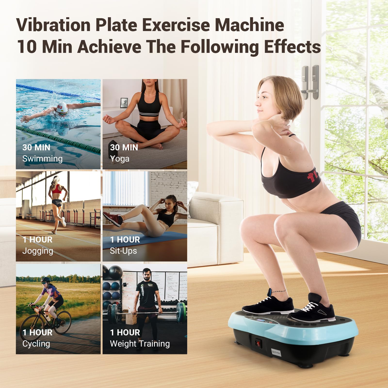LSRZSPORT Vibration Plate, Exercise Machine Vibration Plate for Lymphatic Drainage Weight Loss, Waver Vibration Plate 330lbs Capacity 6 Preset Modes 120 Level