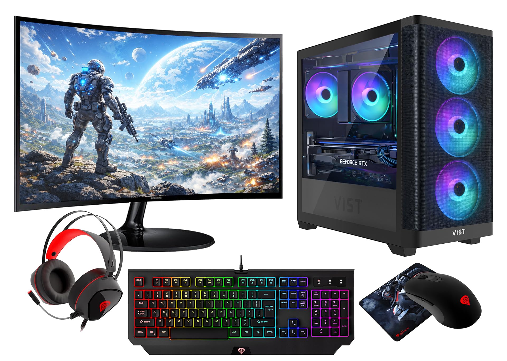 VIST Athena PC Gaming Ryzen 9 5950X - RAM 32GB - RTX 5060 - SSD 1TB M.2 - WiFi - 27" - Windows 11 Pro