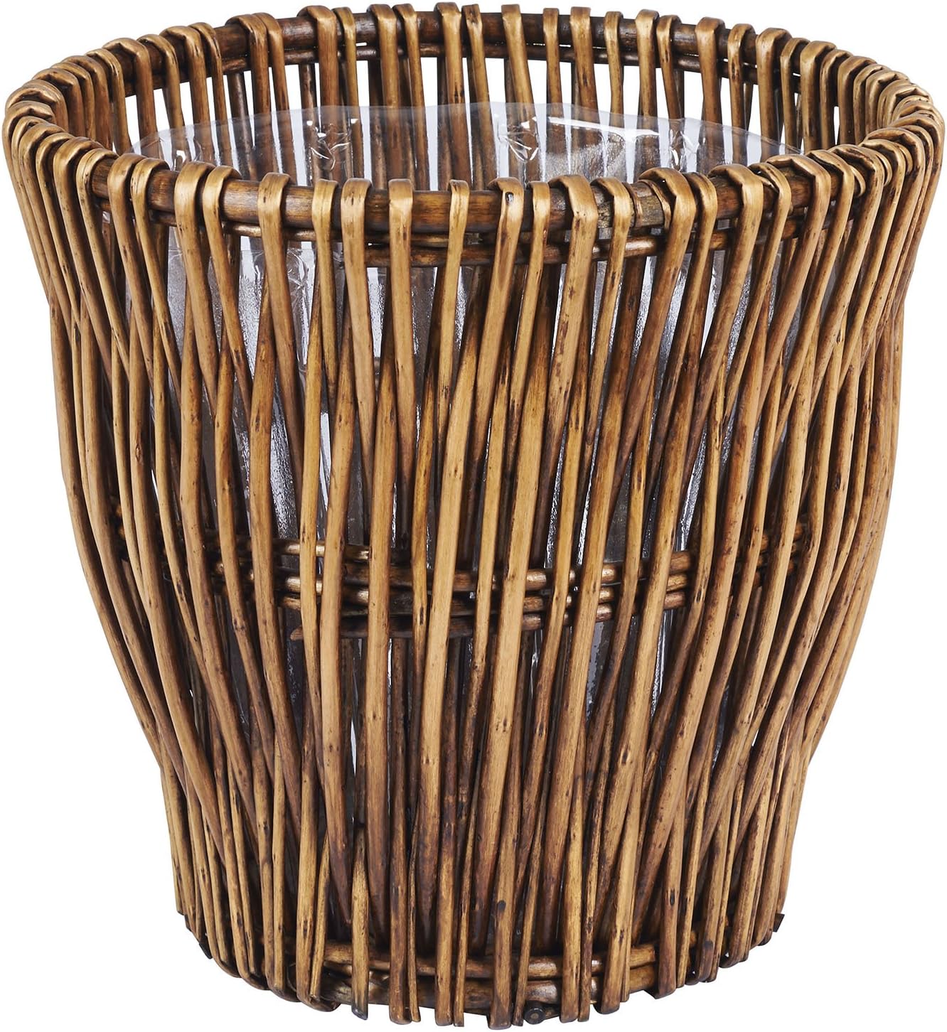 Household Essentials Small Reed Willow Waste Basket, Handwoven Basket with Removable Liner, Attractive Alternative to Plastic or Metal Cans, Brown