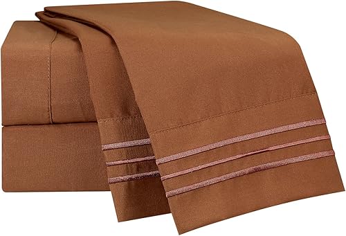 Vista 3 de Clara Clark - Juego de sábanas de la serie 1800 Premier, 4 piezas, juego de cama, sábanas con mucha caída, resiste arrugas, la decoloración