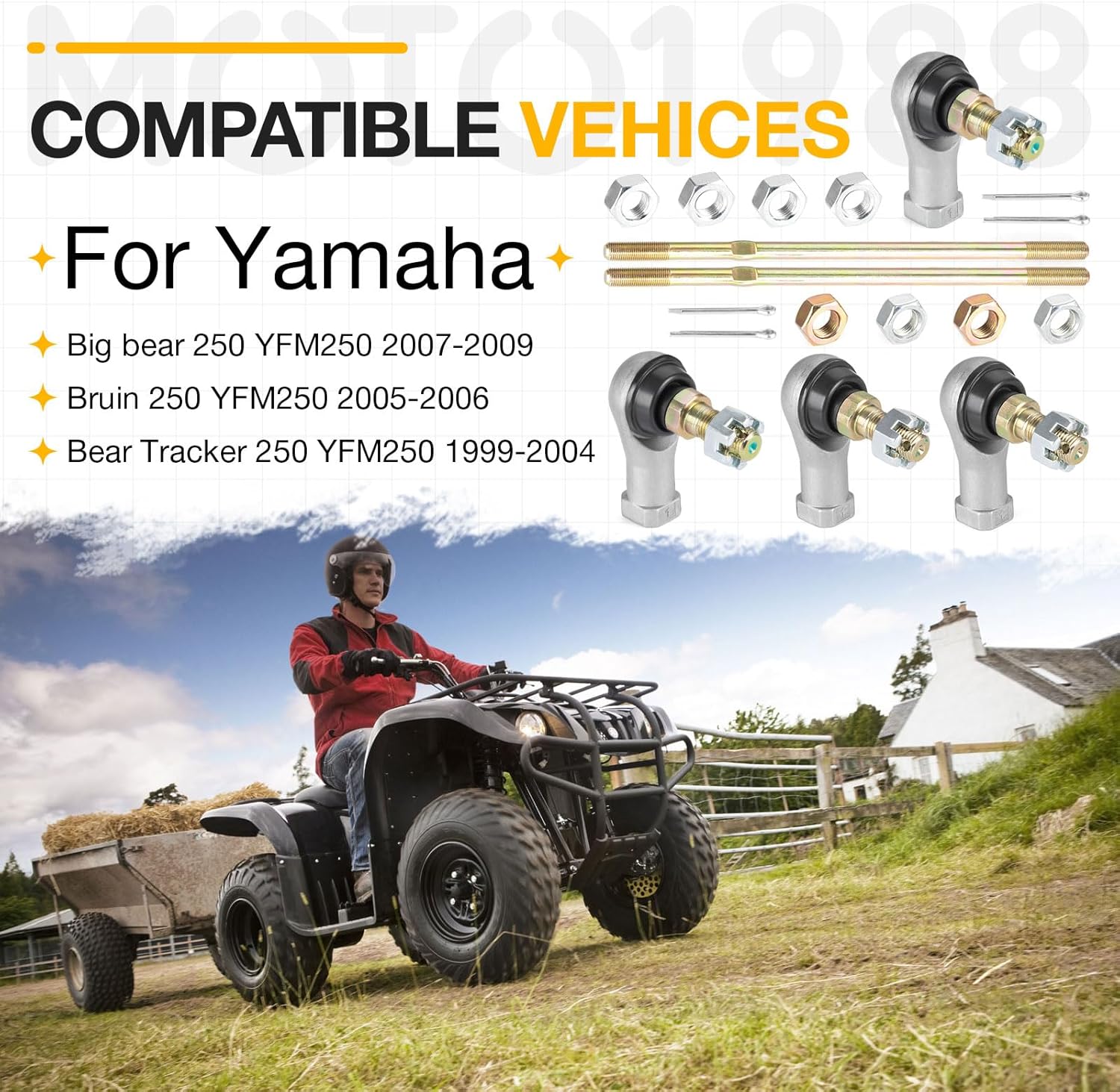Left & Right Tie Rod Ends Kit for Yamaha Big Bear Bruin Bear Tracker 250 YFM250 1999-2009