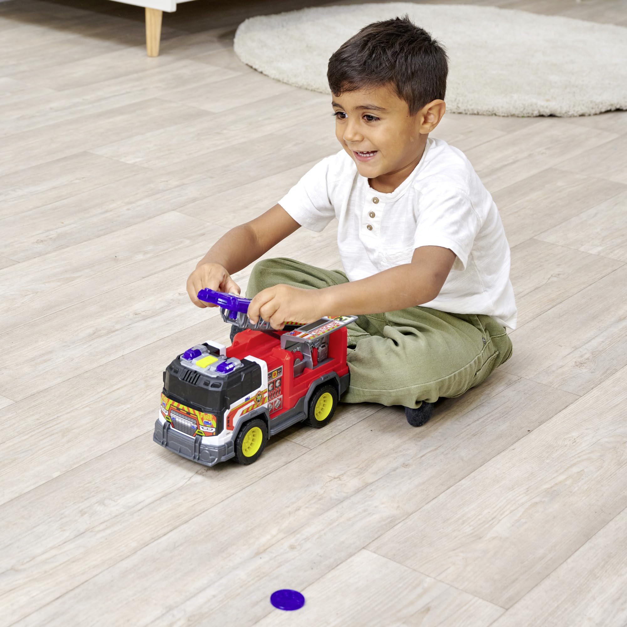 Dickie Toys - Fire Rescue Unit, 30 cm, Grande camion dei pompieri, a partire dai 3 anni, con luci e suoni, batterie incluse, 203306020