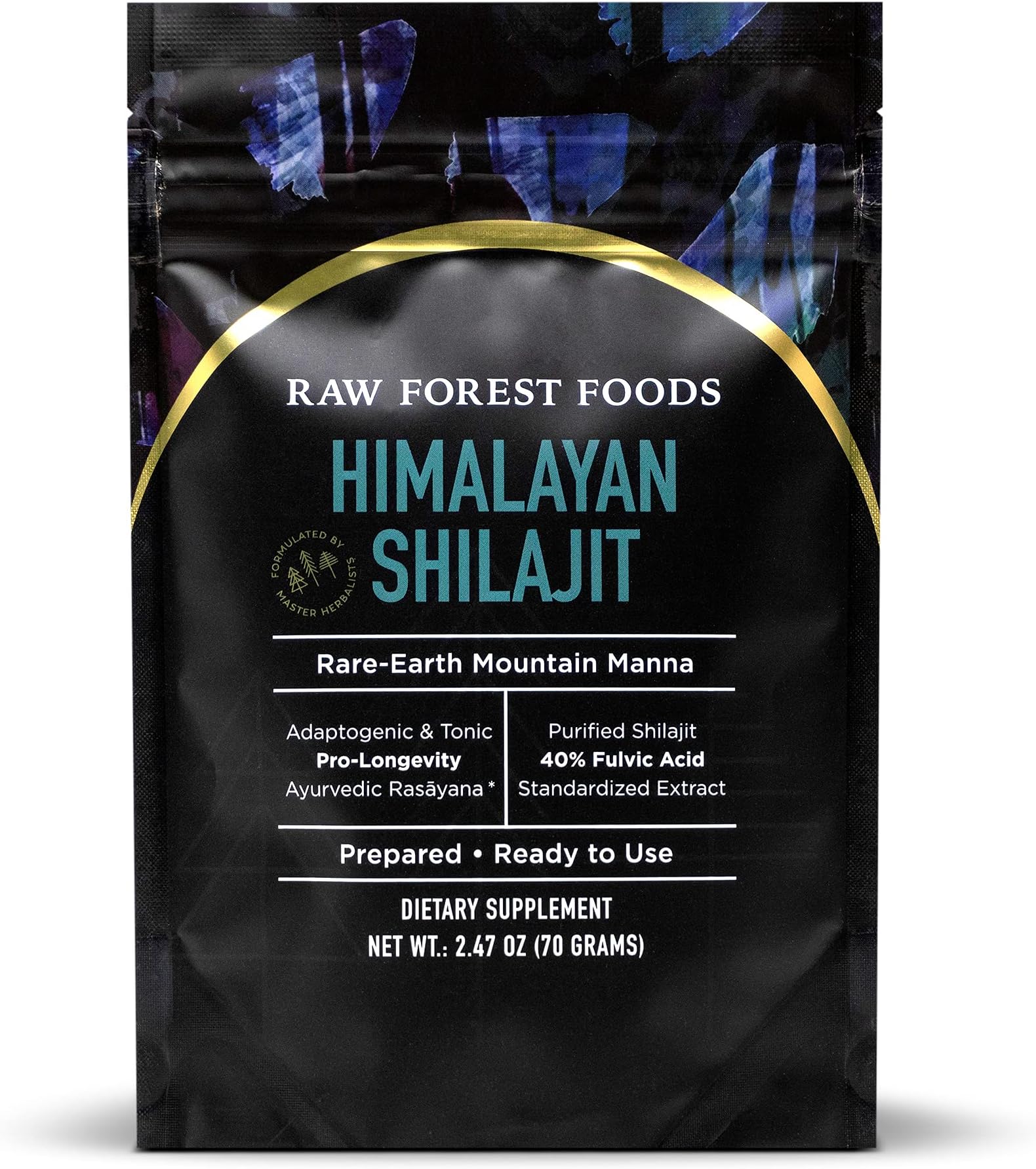 Himalayan Shilajit Extract Powder — Authentic Ayurvedic Rasayana — Vegan & Paleo — Adaptogenic, Immune Support, Pro-Longevity — 40% Fulvic Acid, Trace Minerals — No Fillers, Non-GMO — 70 Grams