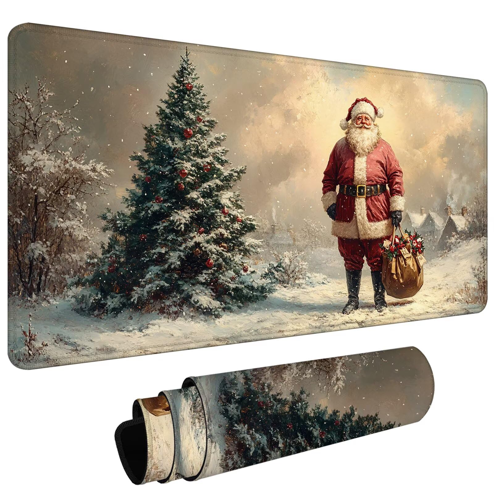 Gamingowa podkładka pod mysz XXL – duża podkładka pod mysz, 1400 x 600 x 3 mm, podkładka na stół, Święty Mikołaj, duży rozmiar, poprawia precyzję i prędkość, antypoślizgowa podkładka, wodoodporna