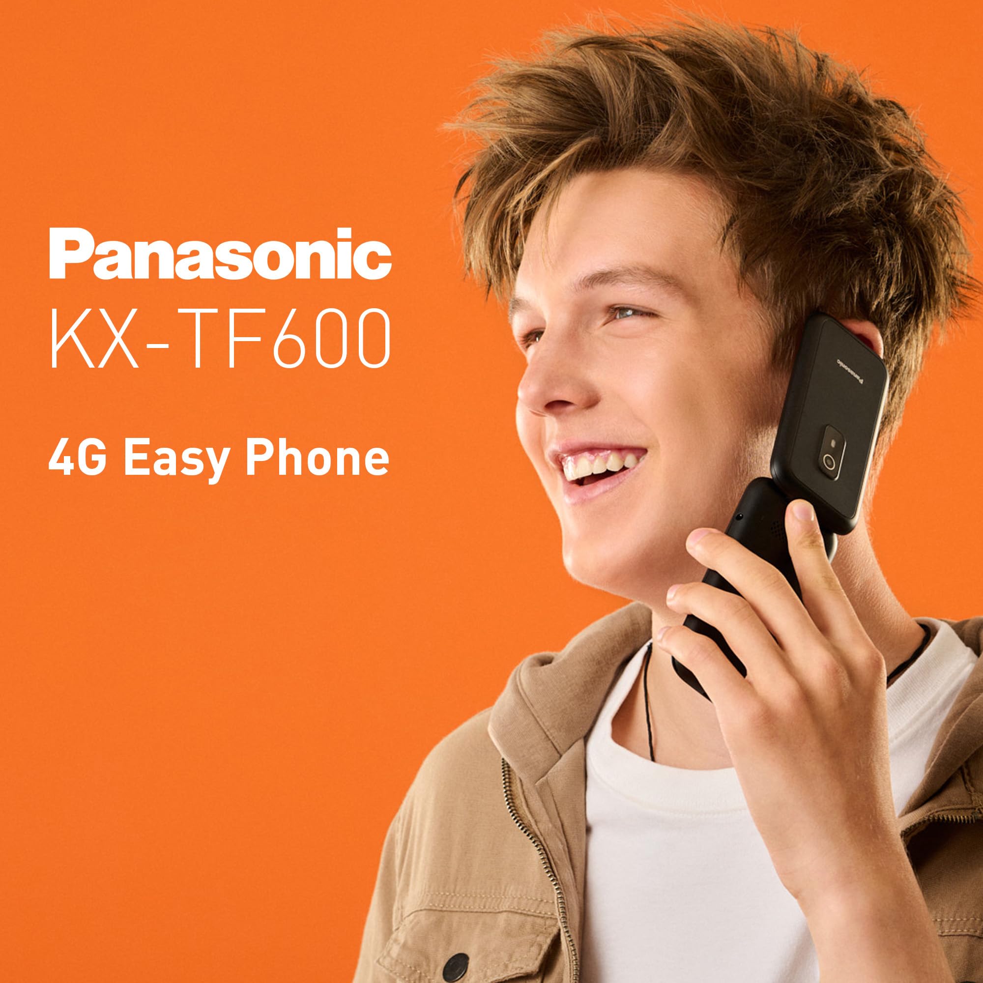 Panasonic KX-TF600 4G Easy Phone, Volte Klare Anrufe, 290 Stunden Standby, USB-C Schnellladung, 2,8" Display, Bluetooth, LED Taschenlampe, IP44 Wasserdicht, Beleuchtete Tasten, Schwarz