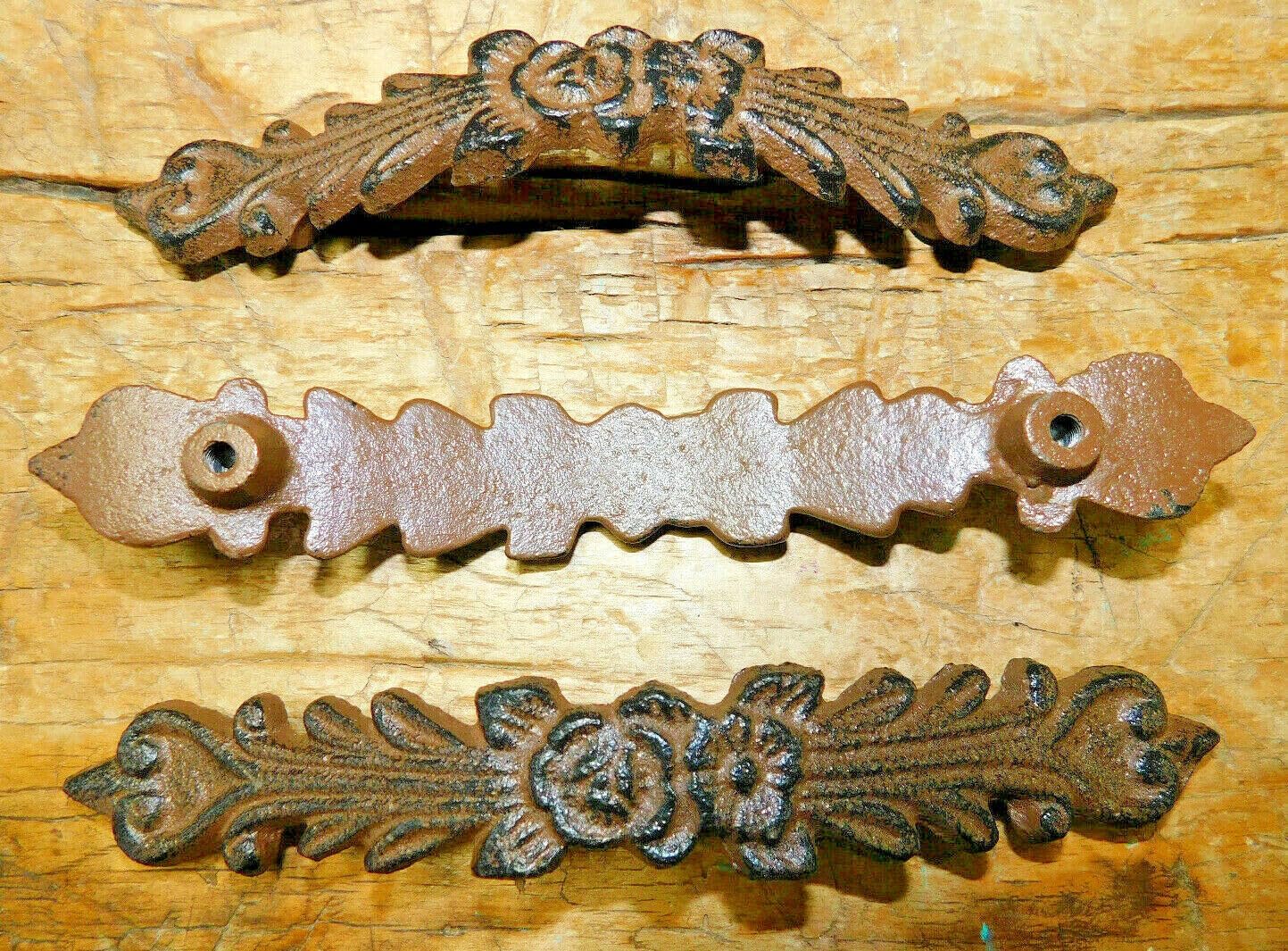 Vintage 6 Cast Iron Antique Style Floral Heart Drawer Handle Gate Pull Door Handles Knob