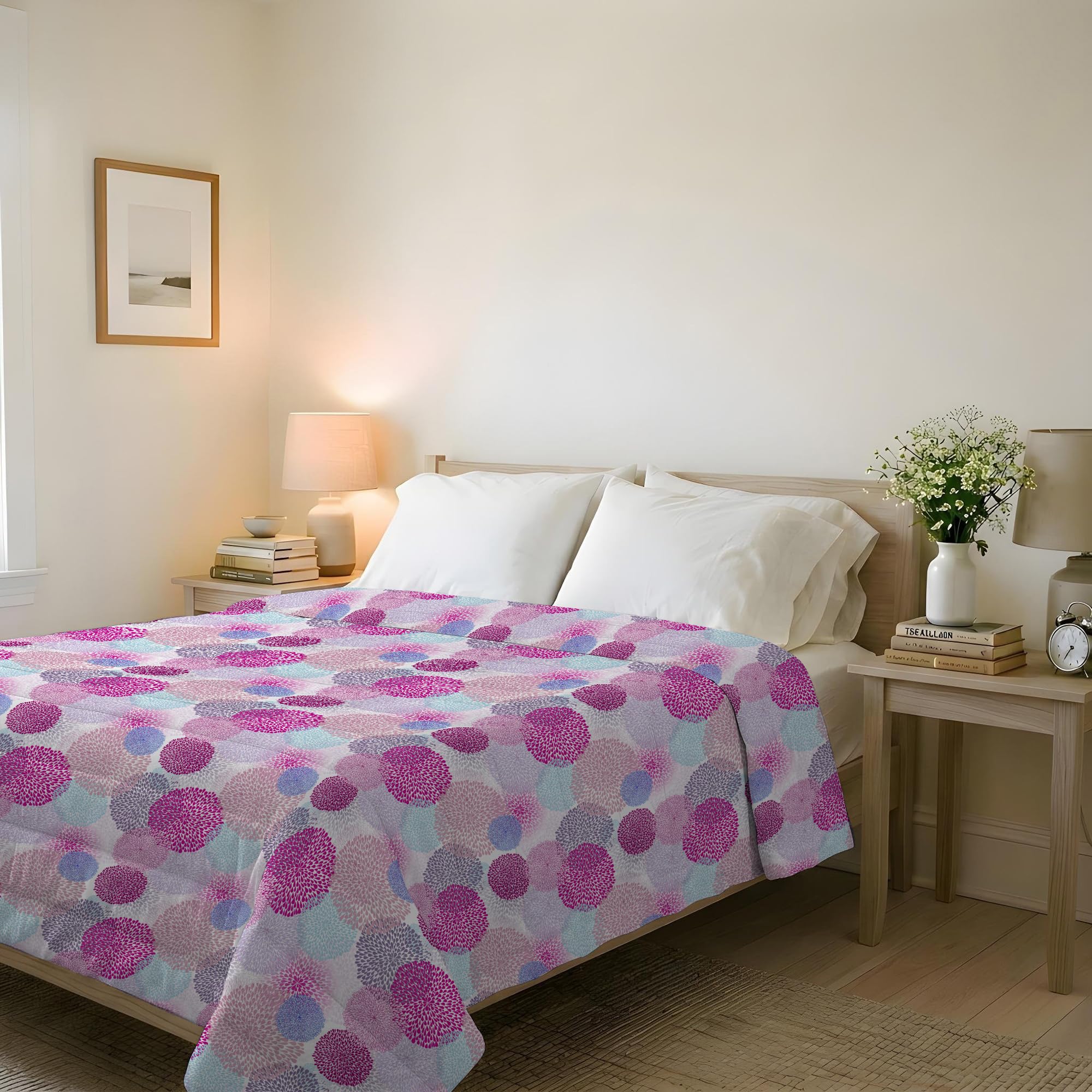 Italian Bed Linen BASIC Printed Summer Quilt, Microfibre, Showerheads, Double 250 x 240 cm