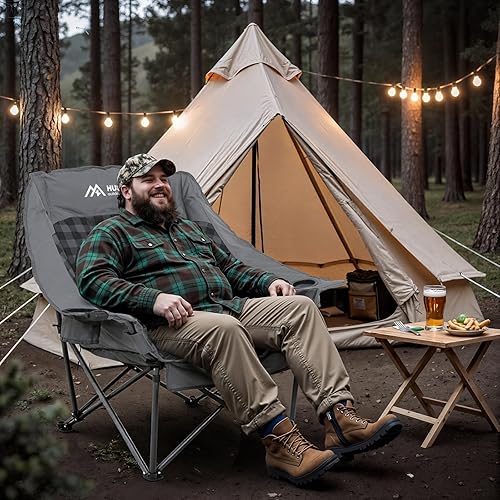 Miniatura 2 de Sillas de campamento de gran tamaño para adultos, silla de campamento acolchada plegable resistente XL  Sillas de césped de soporte de 400 libras