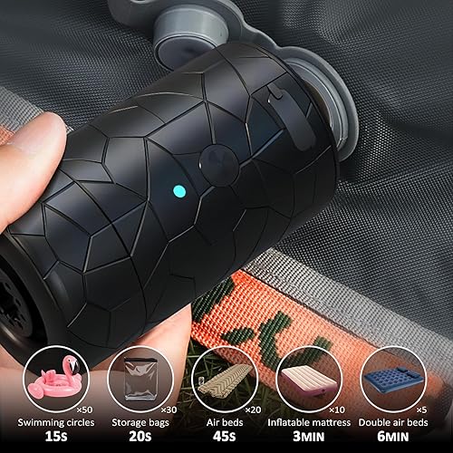 Miniatura 4 de Bomba de aire portátil 2 en 1 Mojimdo 4000 mAh recargable mini bomba de aire para inflables, inflado de 300 lminuto y desinflado de 4.5 kPa para