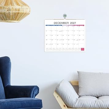 2026-2027 Wall Calendar - Jul 2026 - Dec 2027, 18 Monthly Hanging Calendar 2026-2027 Planner, 15 x 11.5, Spiral Binding, Yearly Overview, Holidays, Large Blocks, Perfect Organizer for Home & Office