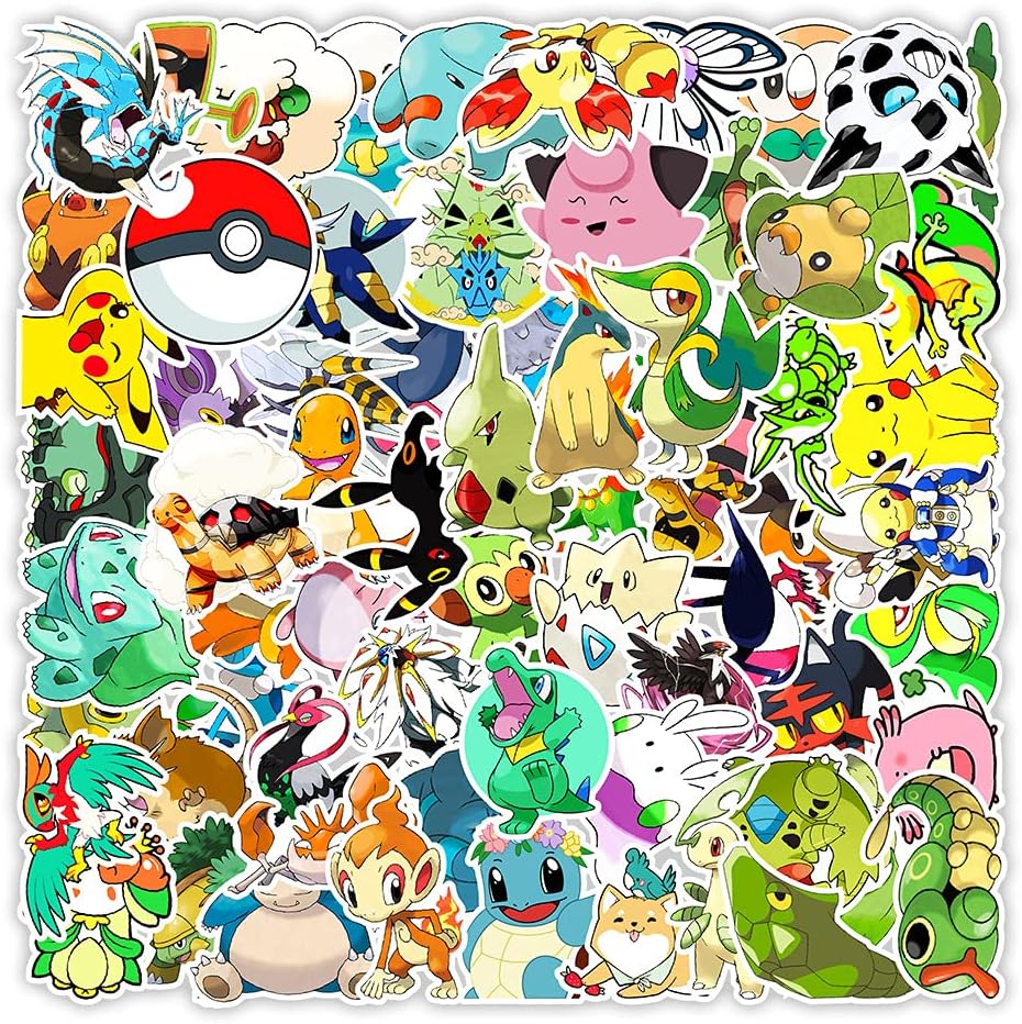 Topmene 100枚 かわいい猫のステッカー 夏のスタイル 動物のステッカー ポケモンステッカー 防水ステッカースーツケース ギター 自転車スケートボード 自転車 ヘルメット ノートブック用diyステッカー子供学生記誕生日プレゼント ランキングや新製品