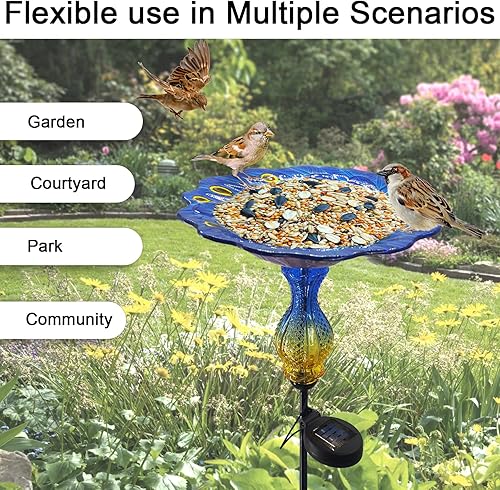 Miniatura 5 de John's Studio Baño colgante para pájaros al aire libre, cuenco de cristal para baños de pájaros, jaula exterior plato de colibrí, comedero para