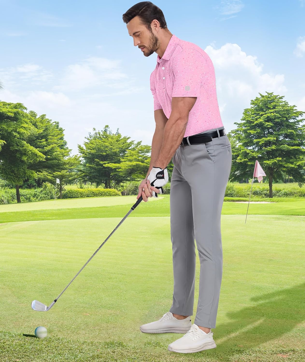 ZITY Mens Golf Shirt Short Sleeve Moisture Wicking Performance Daily Casual Print Patterns Collared Golf Polo Shirts for Men - Image 3