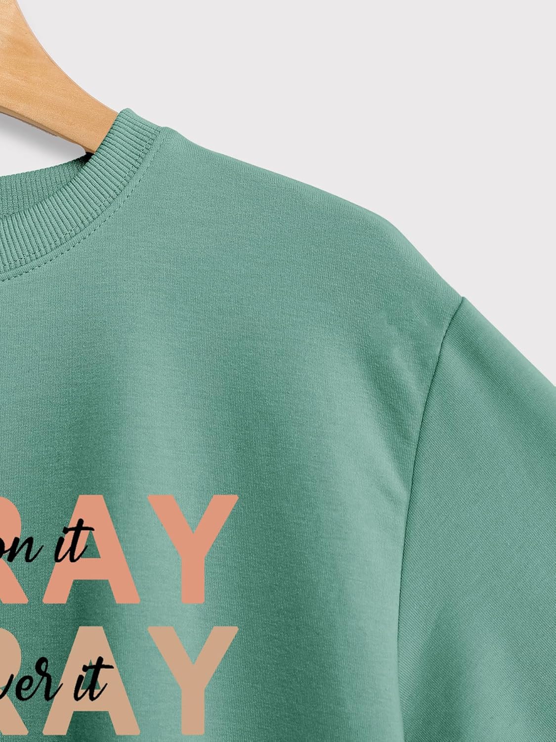 Christian Sweatshirt Women Pray On it Over it Through it Crew Neck Religious Faith Pullover Inspirational Tops - Image 4