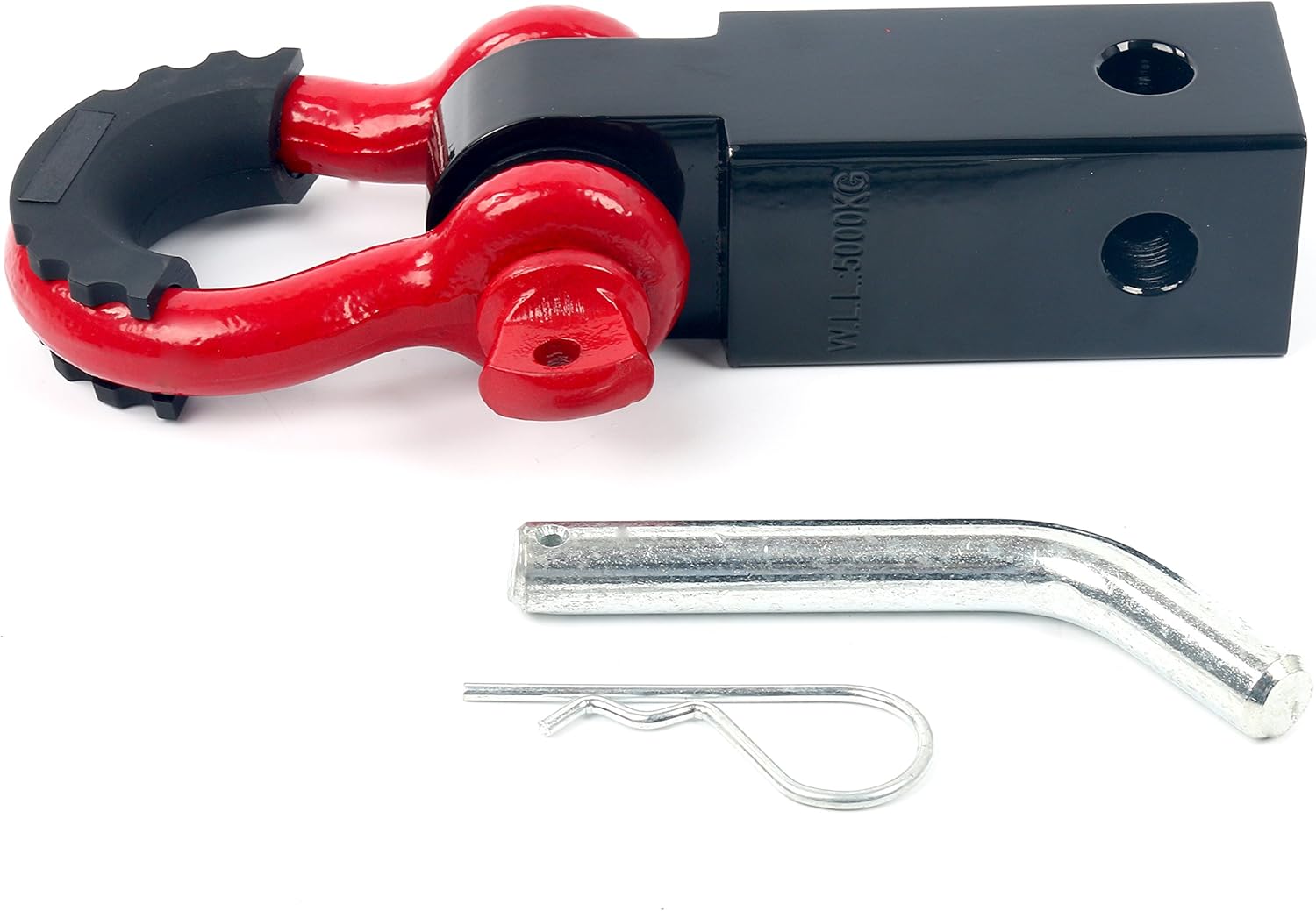 YaeTek Multi-Mount Receiver Hitch with 3/4" Shackle for Jeep Wrangler and All Chevy/GMC, Ford, Dodge, Nissan, Toyota Truck 2" Receivers - Use with Tow/Snatch Strap for Towing and Recovery (Red)