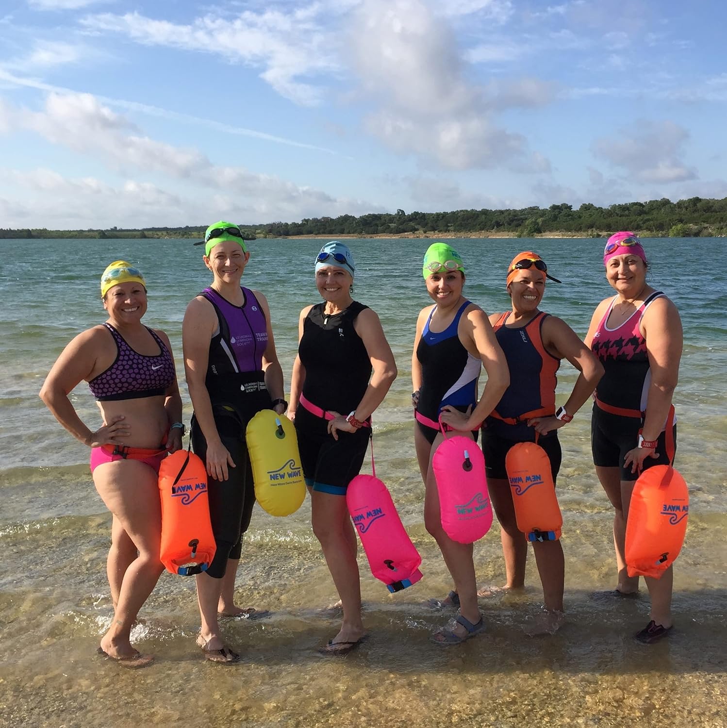 New Wave Swim Buoy (TPU 15 Liter Orange) and Phone Pouch Bundle