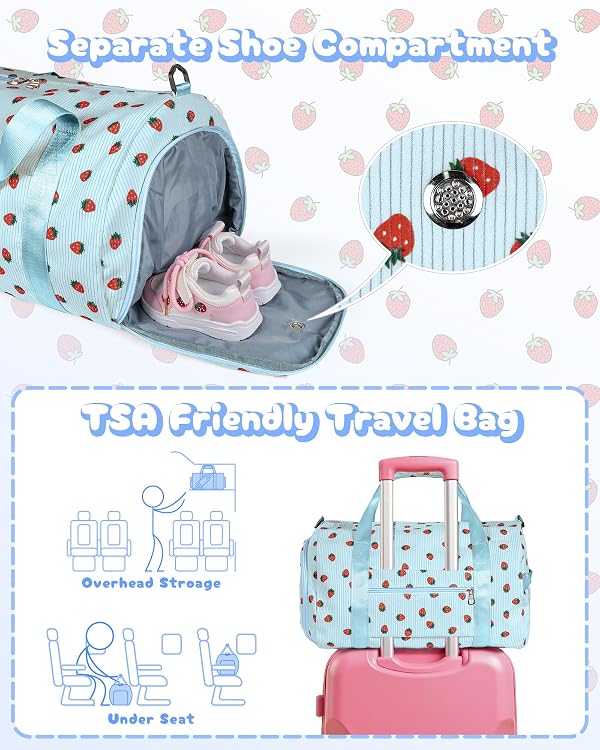 Vogewood Birthday Gifts for Granddaughter, Girls Gym Bag, Kids Personalized Weekend Duffel Bags with Shoe Compartment, Initial Travel Tote with Makeup Bag, Gift for Cheerleader Girl (Letter Z) by Vogewood - Used condition - Image 3