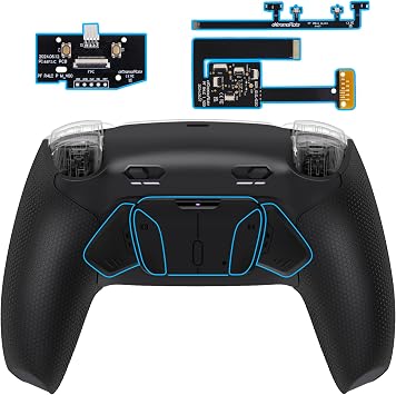 eXtremeRate Plus MAX RISE4 Remap Back Paddles Kit for PS5 Controller BDM-010 BDM-020, Remappable Back Buttons Kit with Adjustable Clicky Trigger Stops & Rubberized Grip for PS5 Controller - Black