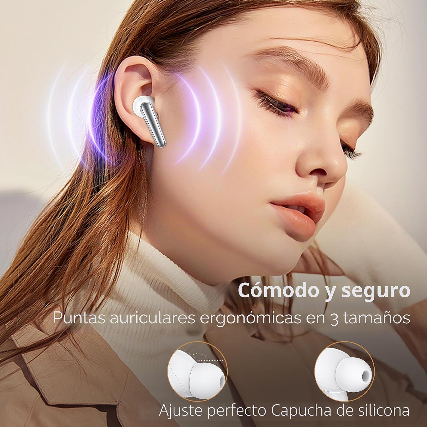Oraolo W25 earbud in ear with ergonomic tips