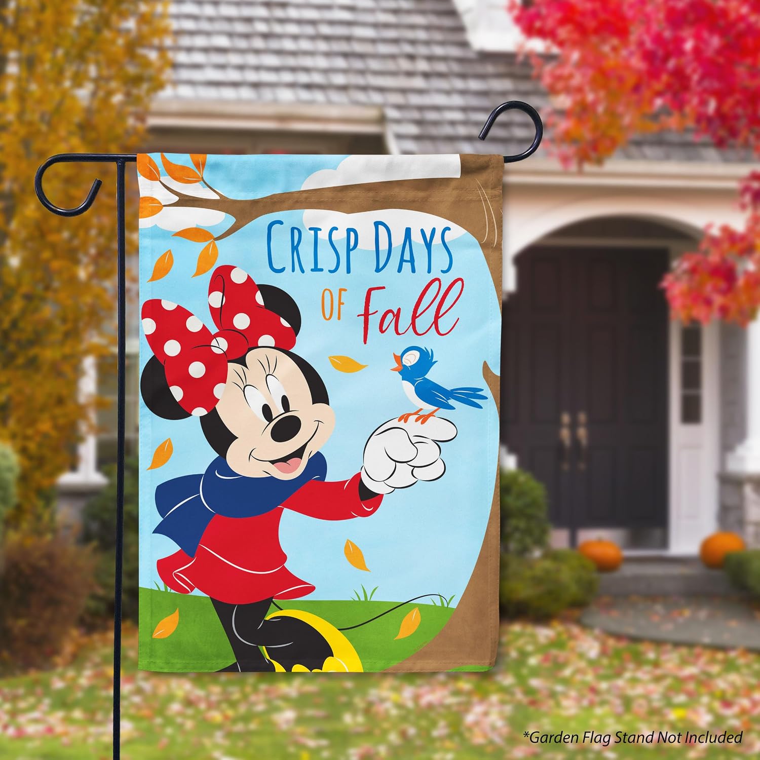 Flagology, Disney Crisp Days of Fall Minnie – Garden Flag 12" x 18", Exclusive Fabric, Officially Licensed Disney, Fall