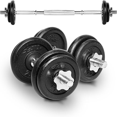 JLL 20kg Cast Iron Dumbbell & Barbell Set