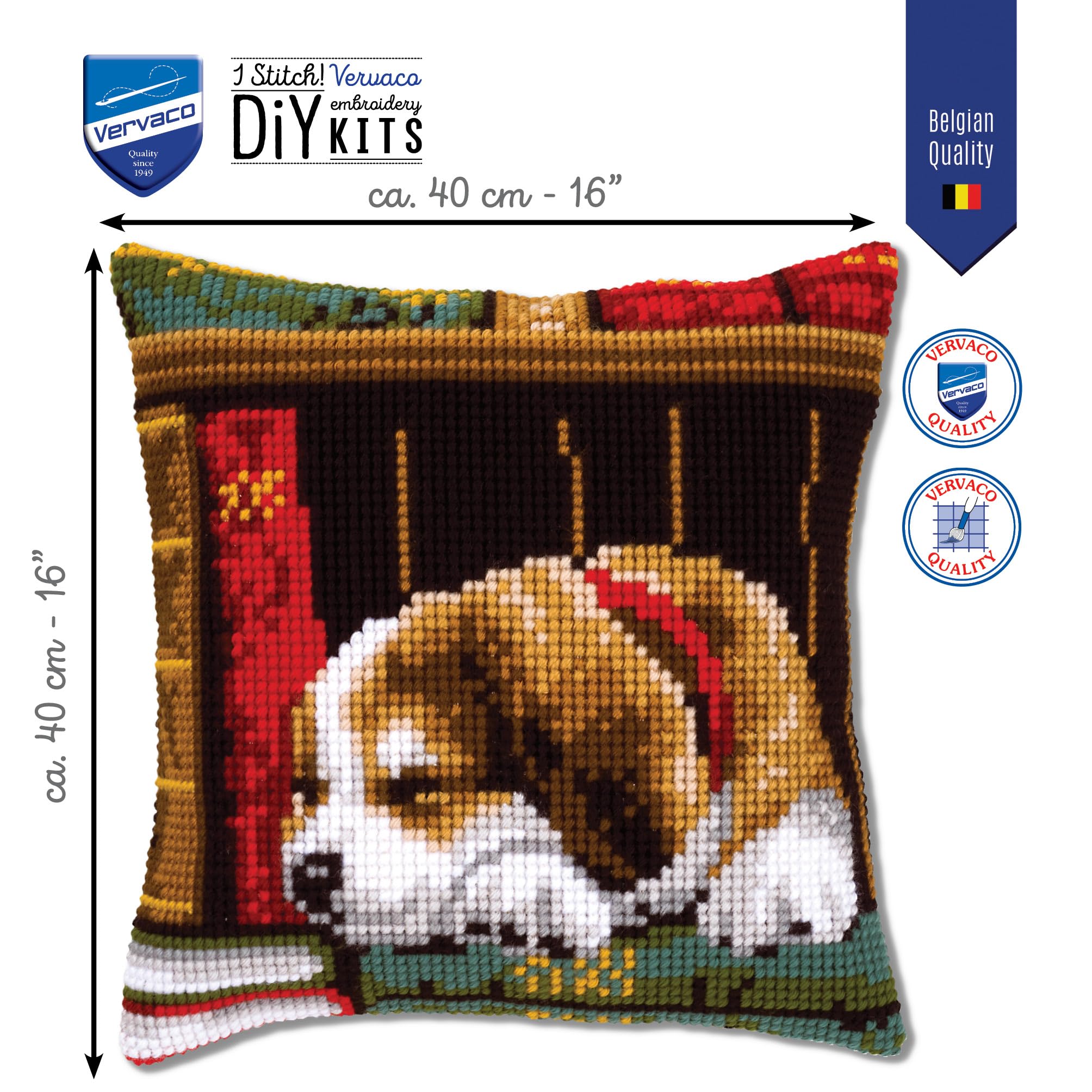VERVACO Kit Punto Croce Cane Set Ricamo Principianti Cuscini Gobelin