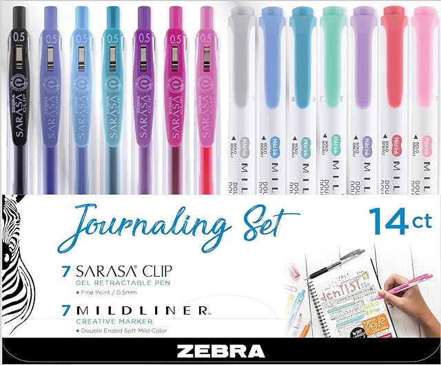 Zebra Pen Mildliner Journaling Set 14/Pkg-Assorted Colors & Styles, (10014)