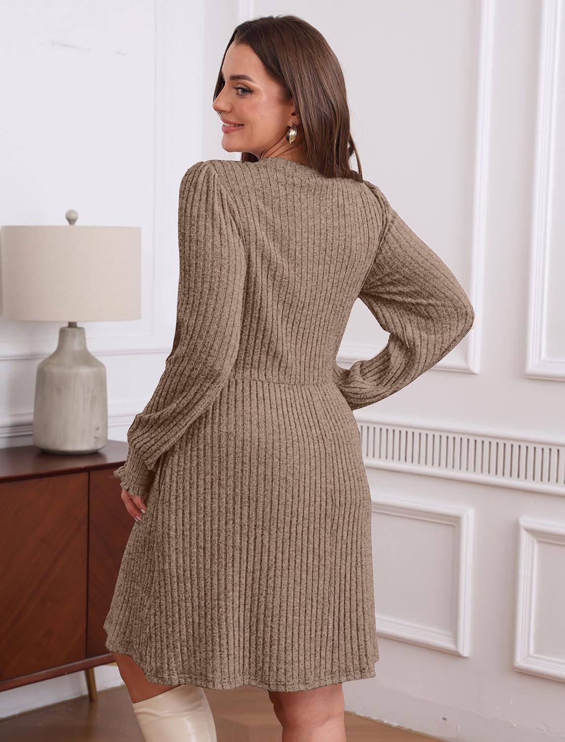 SAMPEEL Dresses for Women 2025 Long Sleeve Fall Fashion Casual Sweater Dress Trendy Outifts - Image 4