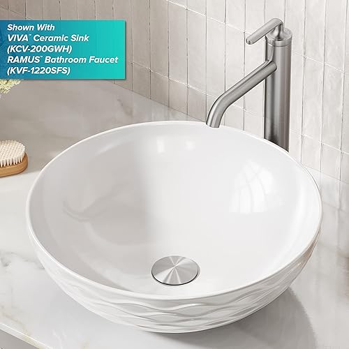 Miniatura 68 de KRAUS Desagüe emergente para lavabo de baño con rosca extendida para encimeras más gruesas y fregaderos de vidrio en acero inoxidable sin manchas