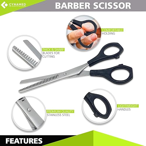 Miniatura 3 de Cynamed Tijeras profesionales de corte de pelo de peluquero de la serie Razor Edge - Tijeras de salón de acero inoxidable - Longitud total - Ajuste