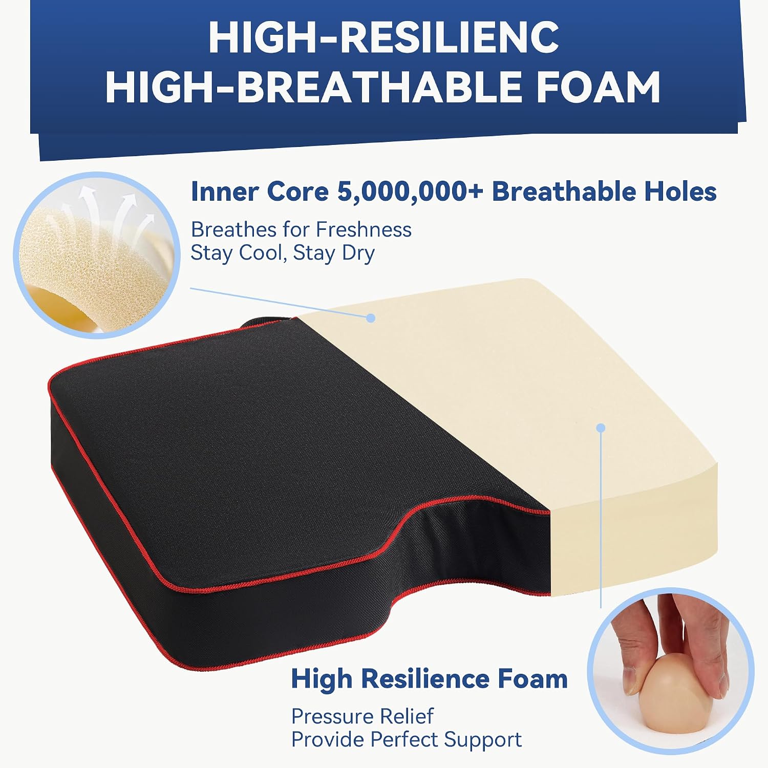 3.5" Extra Thick Memory Foam Stadium Seat Cushions (Set of 2) - Portable Bleacher Cushions, High-Density & Moderate Soft, Seat Cushions for Sports Event Red