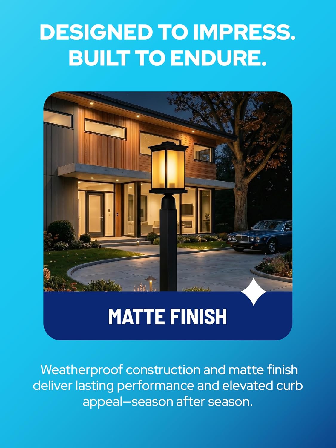 KASTLITE Outdoor Post Light Fixture, Fits 3" Lamp Post Outdoor Lighting - Anti-Rust Waterproof Lantern Pole Light, E26 Base - Yard Pathway Driveway Patio Deck Fence & Street Lighting