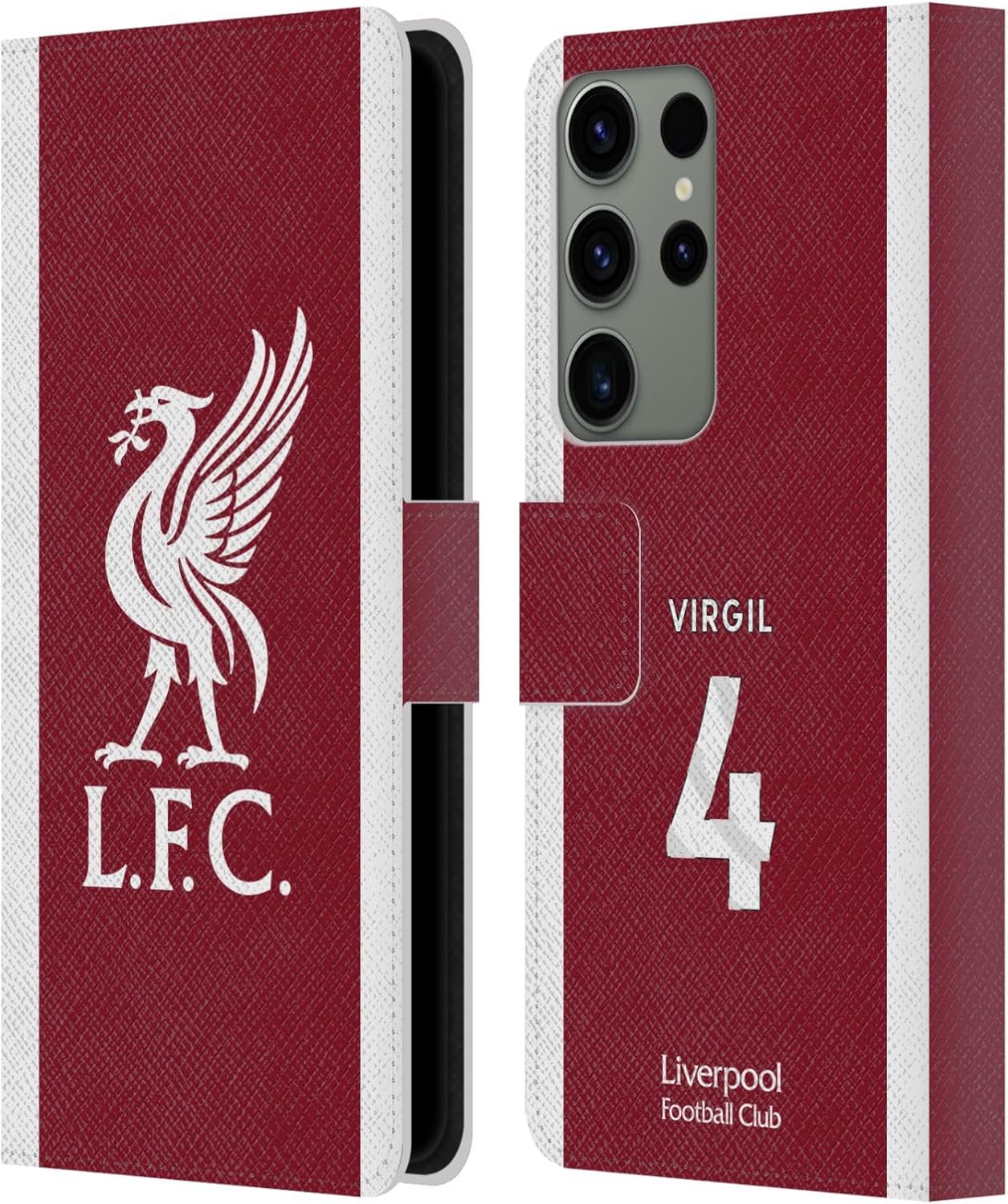 Head Case Designs Officially Licensed Liverpool Football Club Virgil Van Dijk 2023/24 Players Home Kit Leather Wallet Case Compatible with Samsung Galaxy S23 Ultra 5G