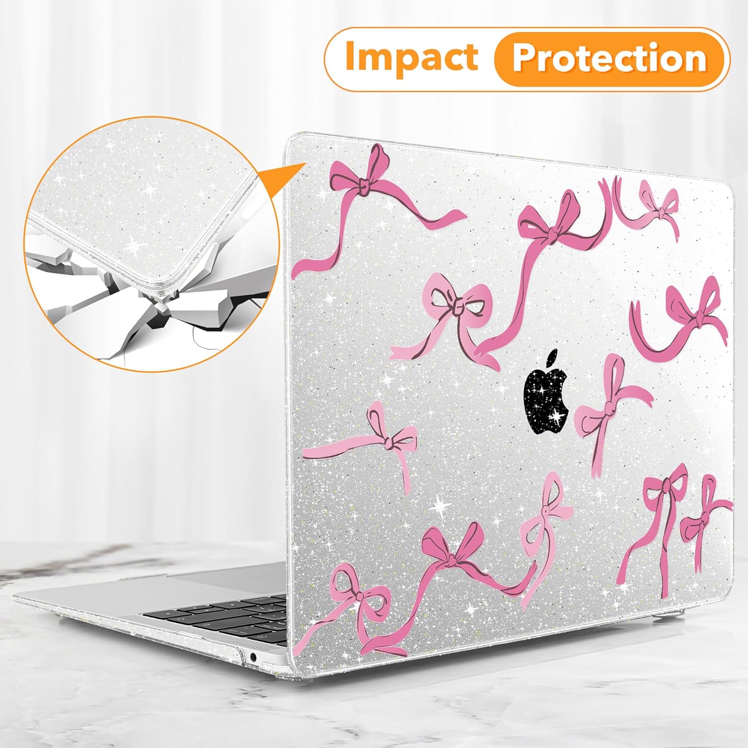 Compatible with MacBook Air 13 inch Case 2021 2020 2019 2018 Release A2337 M1 A2179 A1932 with Retina Display & Touch ID, Plastic Hard Shell & Keyboard Cover，Bows