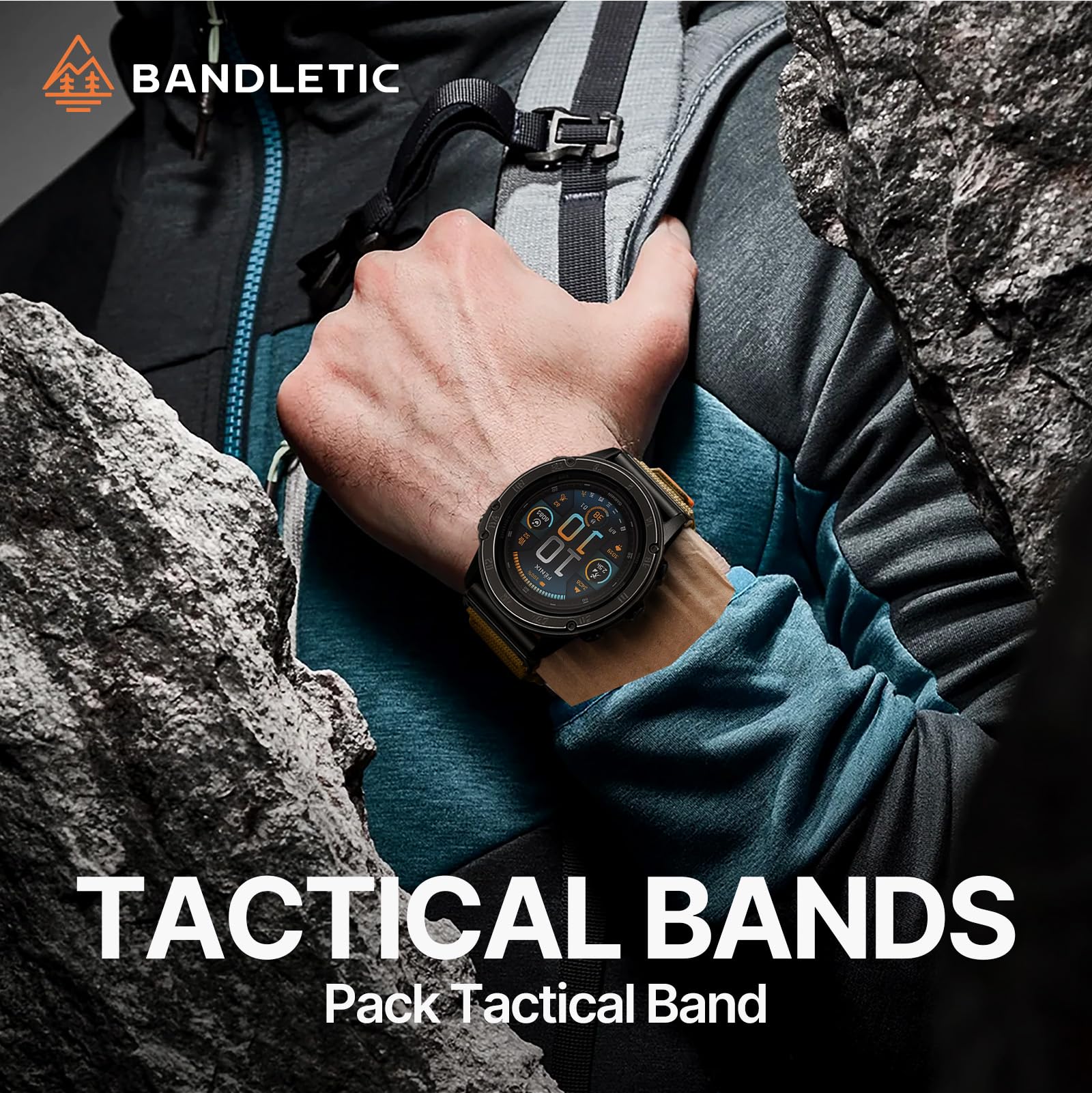 Bandletic Bracelet Compatible avec Garmin Fenix 6 Pro/6/7/Fenix 8 47mm | Tactique Robuste 22mm Quick Fit Nylon Sport Bande pour Fenix 5/Instinct 3/2/Epix 2 Pro/Forerunner 945/965/955