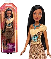 Mattel Disney Princess Pocahontas Doll: Sparkling Posable Fashion with Removable Skirt, Necklace & Boots, Movie-Inspired Collectible Toy