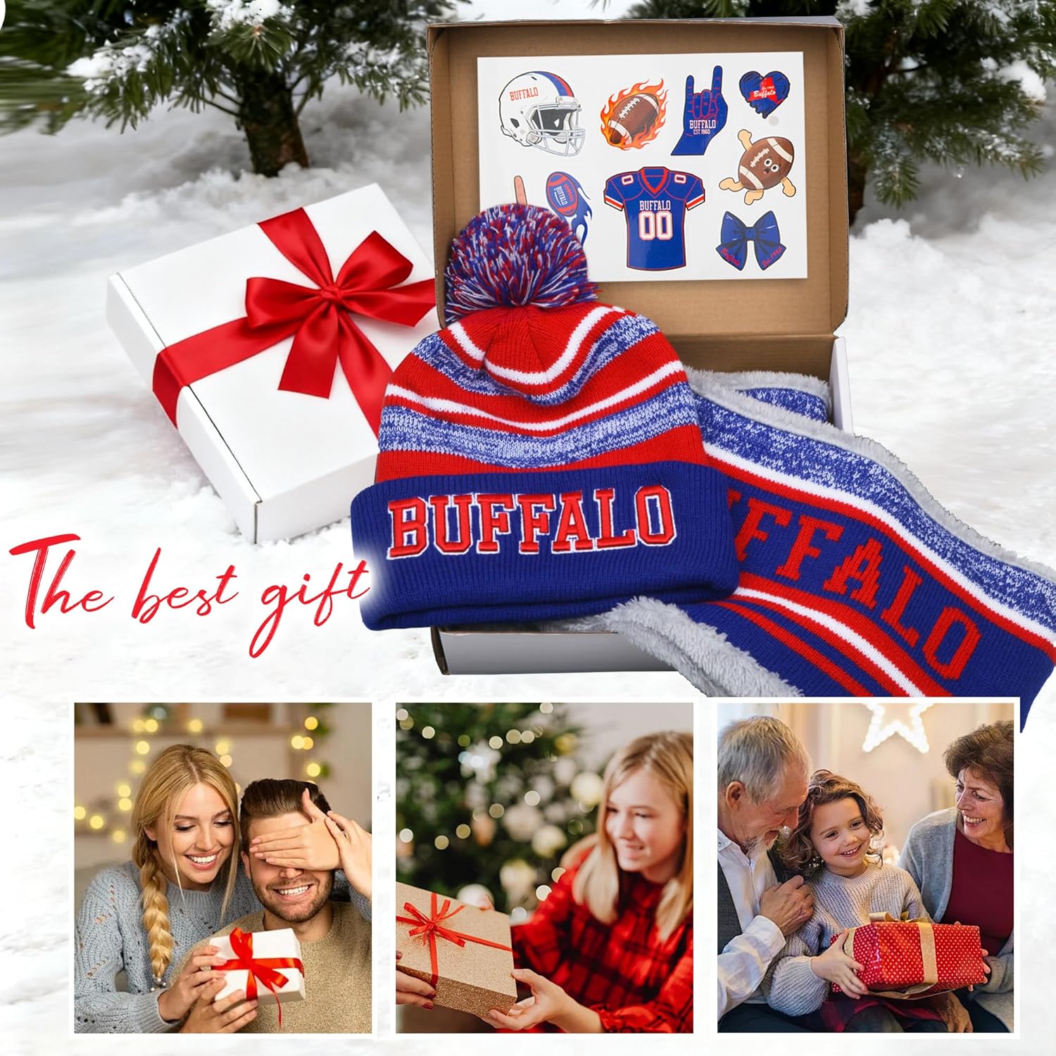 Winter Beanie Hat Circle Scarf Set, Warm Football Knit Beanie Hat - Image 6