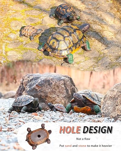 Miniatura 6 de Estatua de tortuga Sdeetesamjun, escultura de jardín de resina para interiorexterior, adorno para patio y césped, decoración del hogar (Mediano)