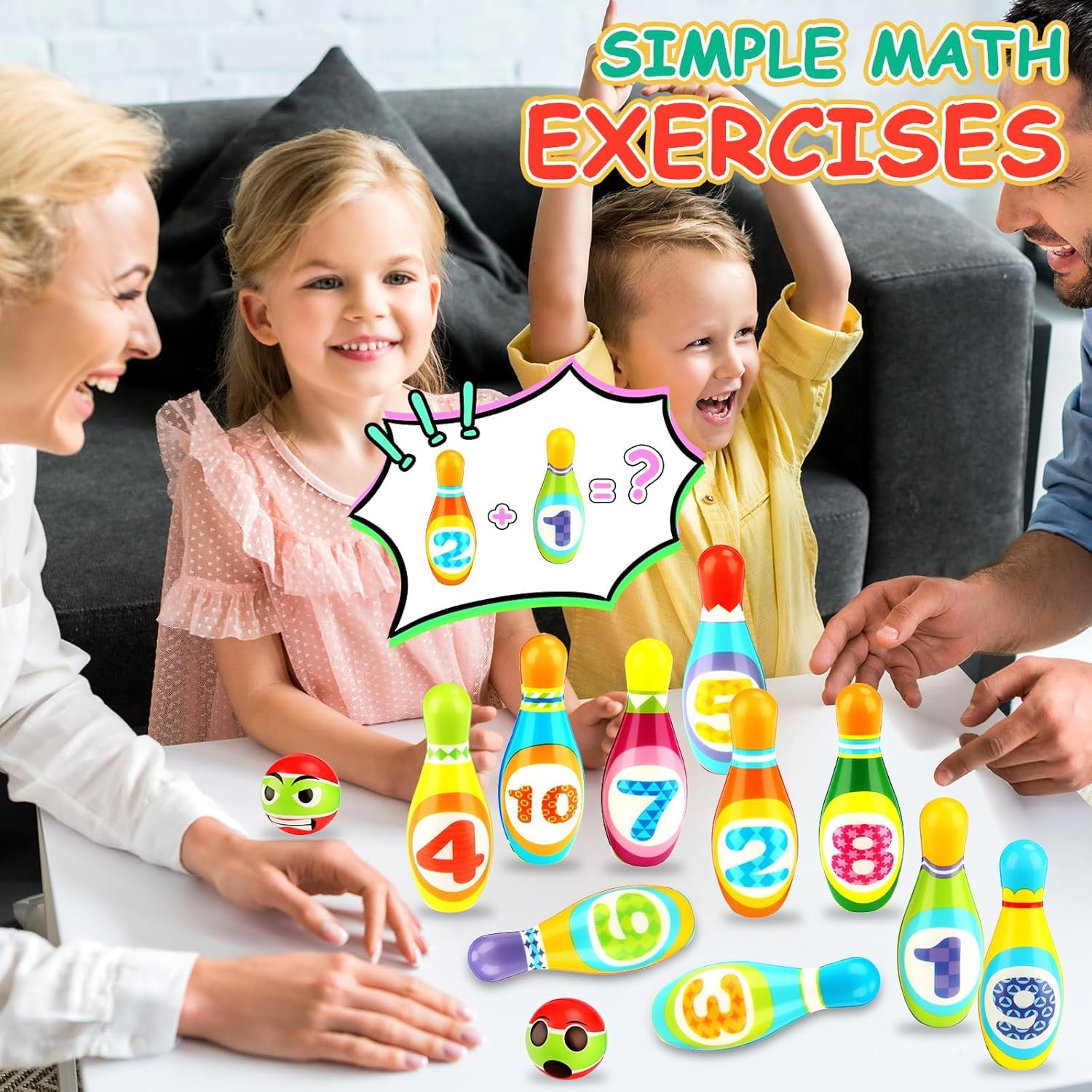 Bowling Enfant,Jeu de quilles pour Enfants,Jouets Montessori,10 Quilles Colorées + 2 Balles en Mousse,Idée Cadeau pour Garçons et Filles (à partir de 3 Ans)