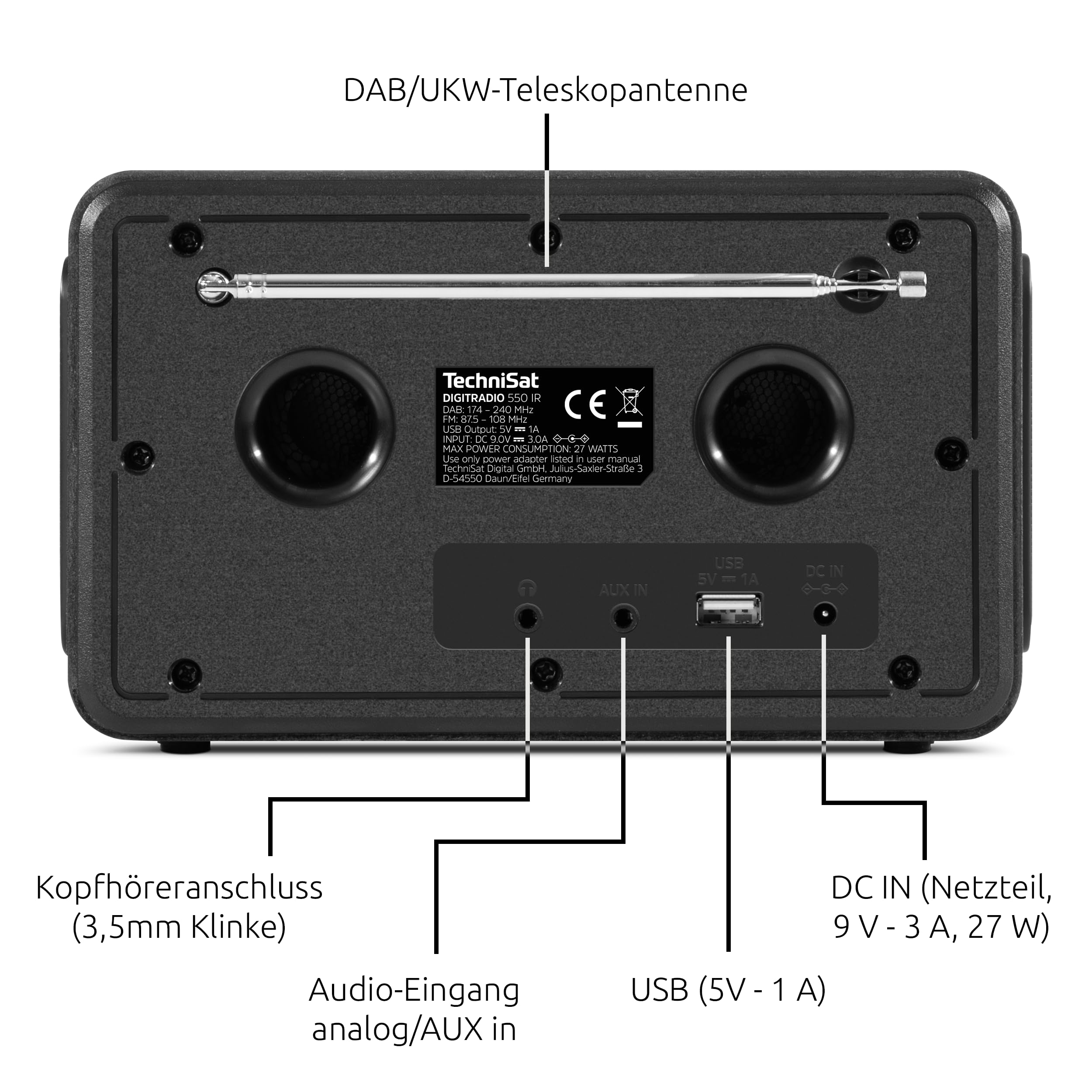 TechniSat DIGITRADIO 550 IR Internetradio DAB+ UKW WLAN Bluetooth Farbdisplay Fernbedienung App-Steuerung 10 Watt RMS