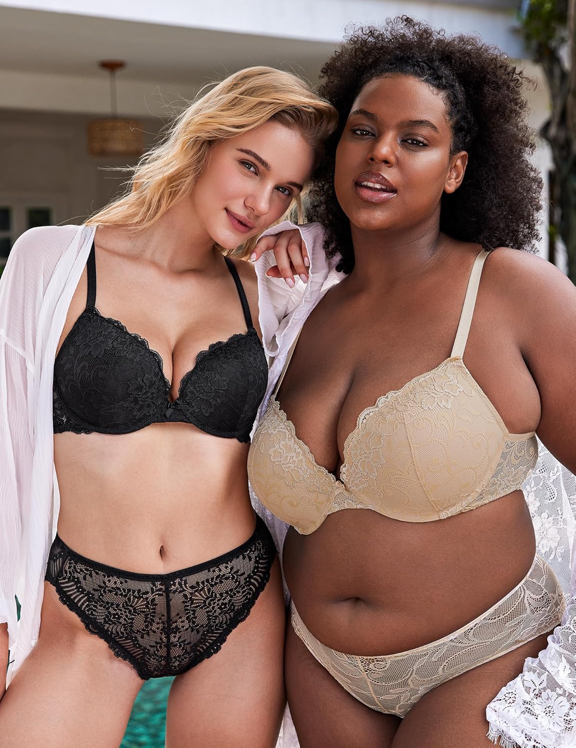 Wingslove Women's Push Up Bra Lace Comfort Padded Add 1 Cup Plunge Underwire Bras Lift Up - Image 6