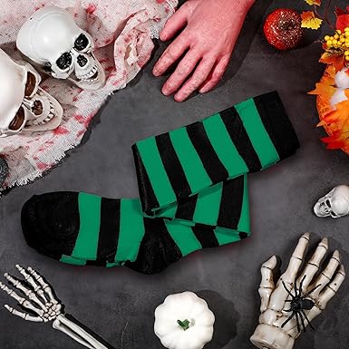 Blulu Gestreepte Over Knie Dij Hoge Sokken Voor Vrouwen Dames Kostuum Halloween Feestbenodigdheden Gestreepte Panty Kousen